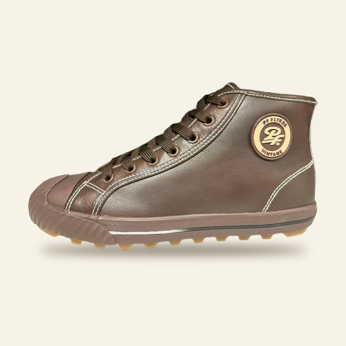 Grounder Hi Leather in Chocolate, side view