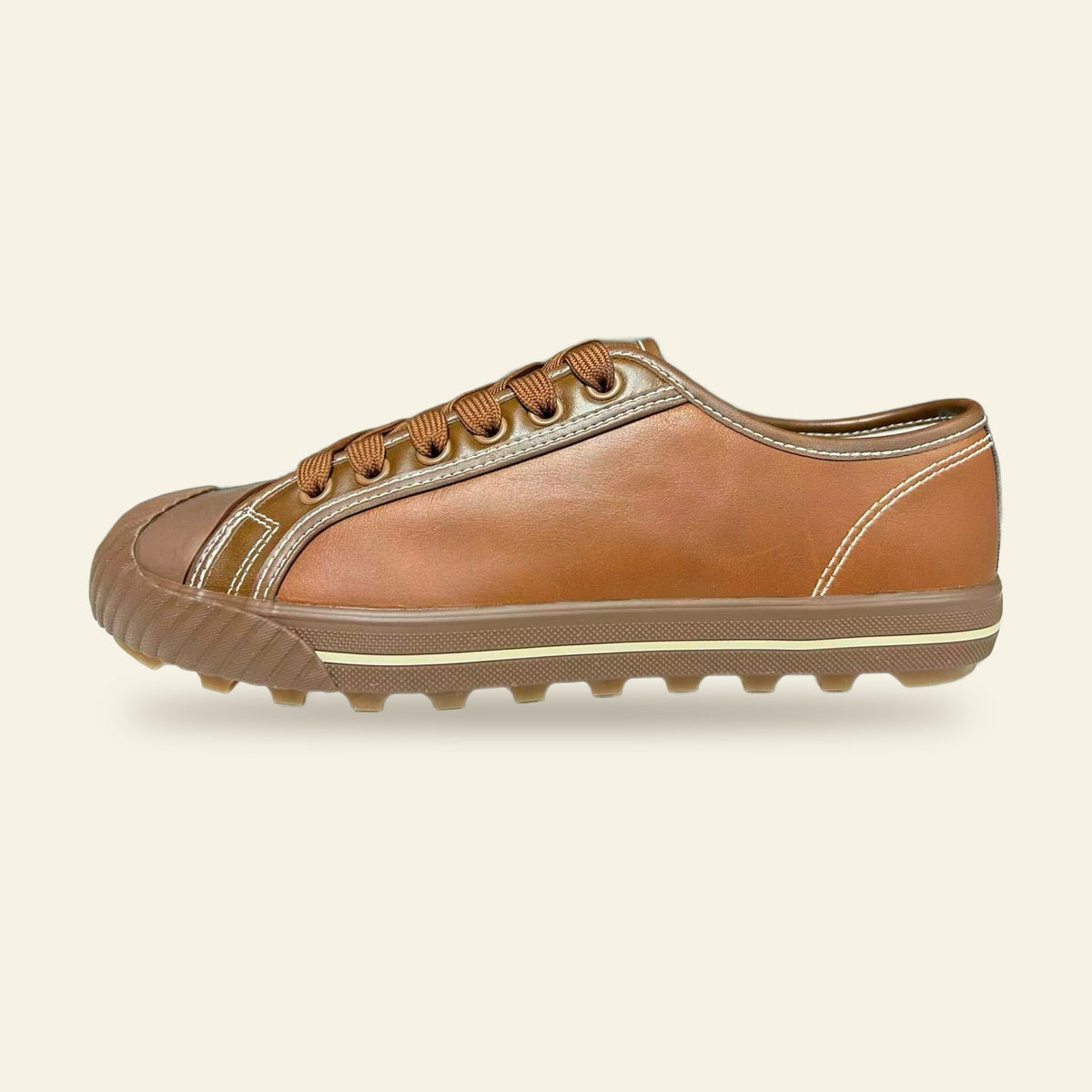 Grounder Lo Leather in Rust, inner side view