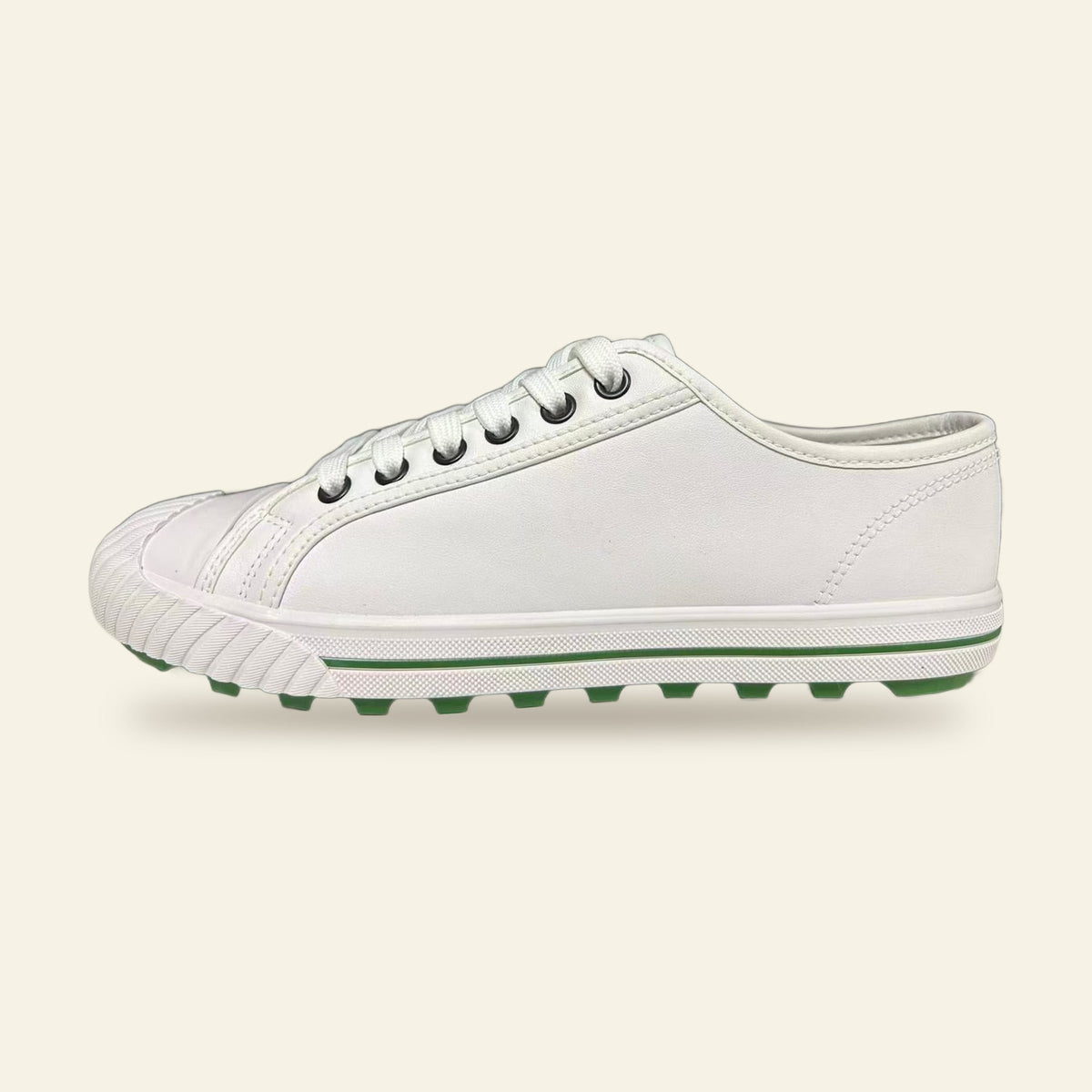 Grounder Lo Leather in White / Green, inner side view