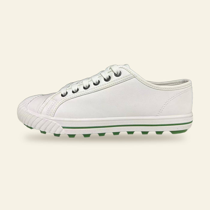 Grounder Lo Leather in White / Green, inner side view