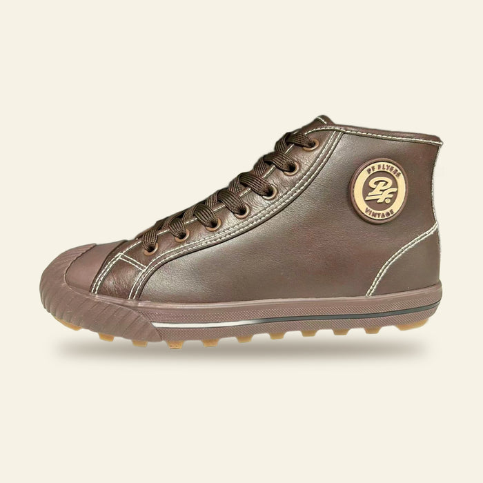 Grounder Hi Leather in Chocolate, side view