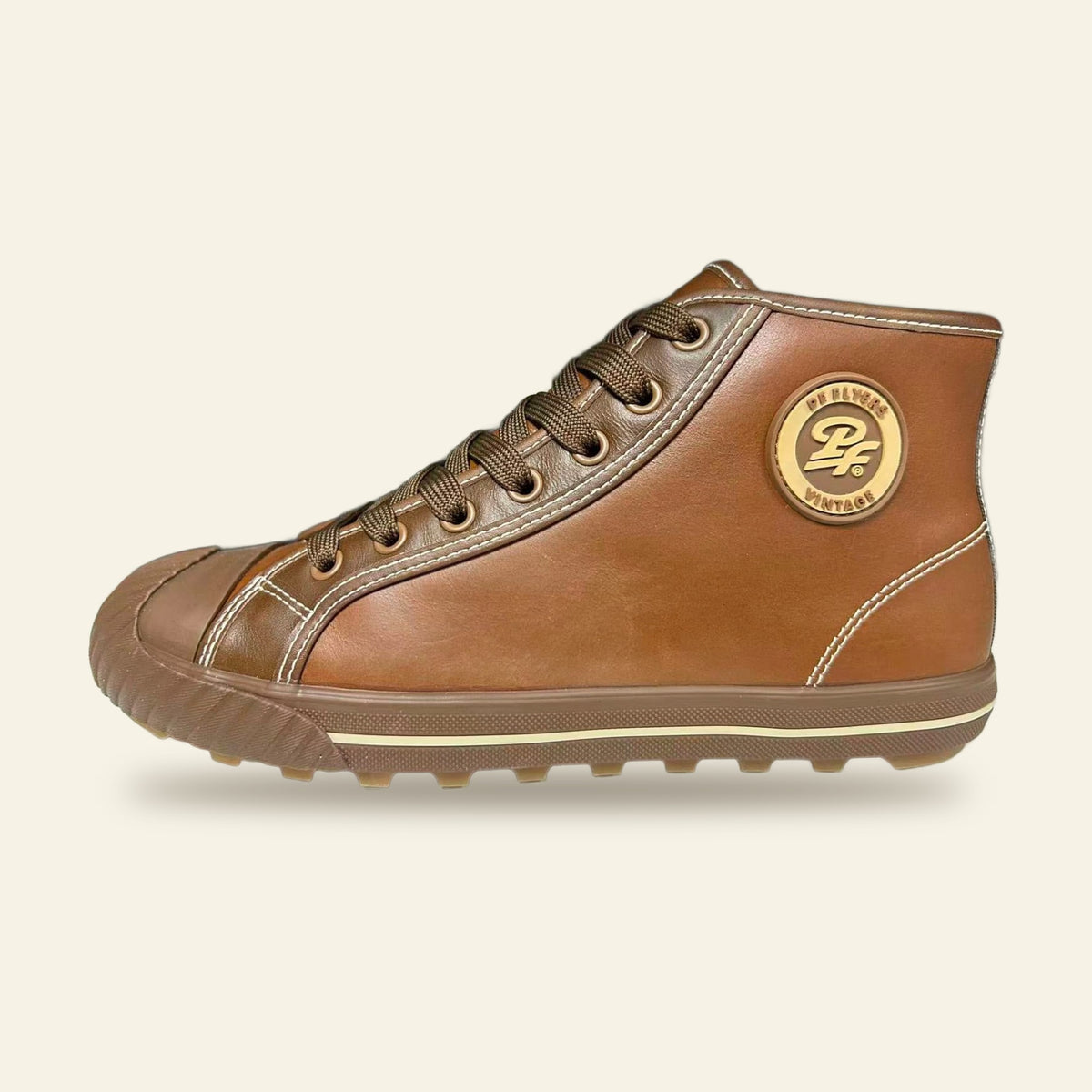 Grounder Hi Leather in Rust, side view