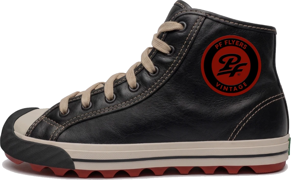 Grounder Hi Leather in Black / Red