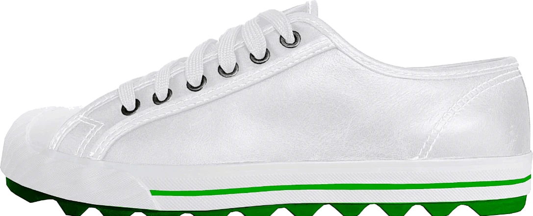 Grounder Lo Leather in White / Green